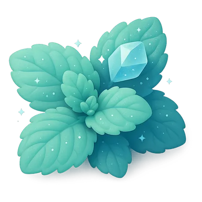 Hojas de menta con cristales de hielo